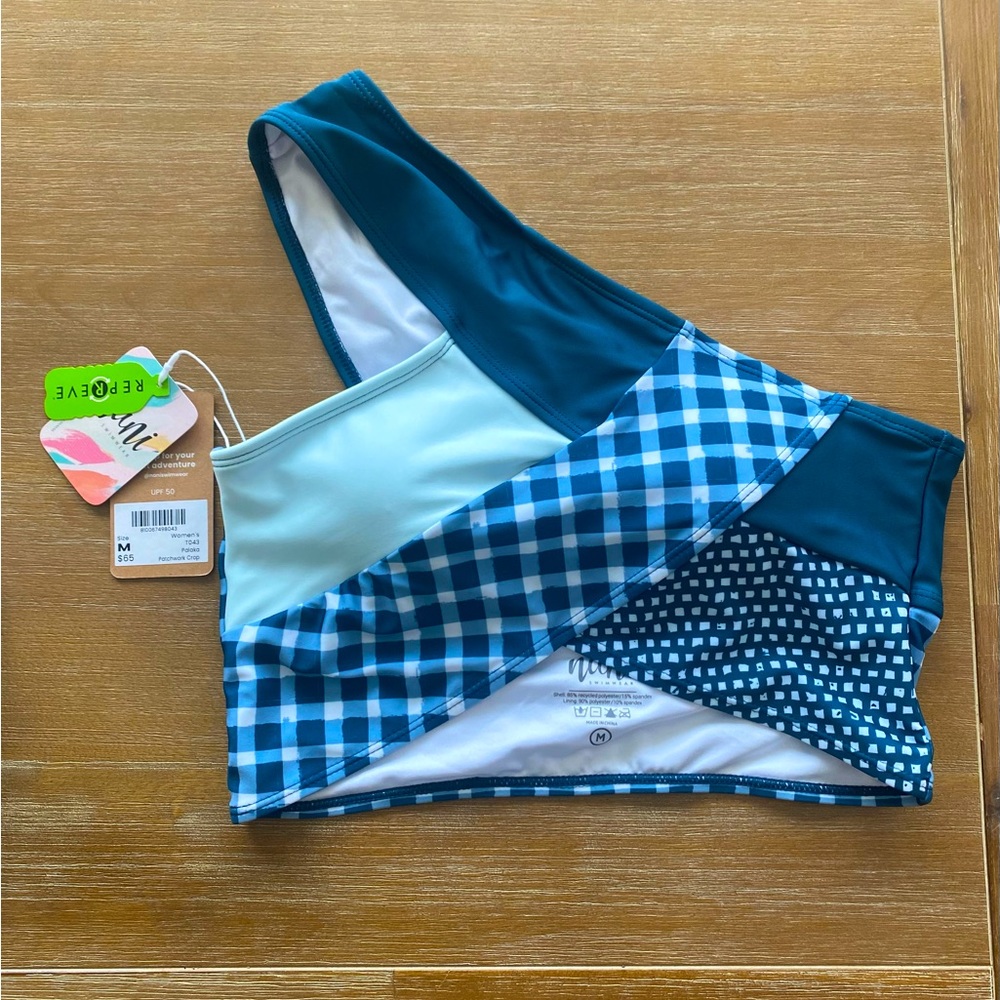 Nani Palaka Patchwork Top. One Shoulder Swimsuit top. Size M